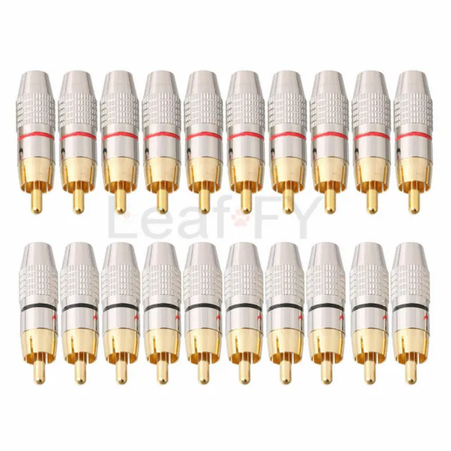 20pcs Gold Solder free RCA Male Plug Audio Video Connector Adapter