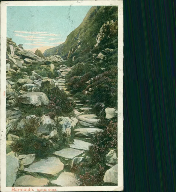 Barmouth Roman Steps 1904 Postmark Peacock Autochrom