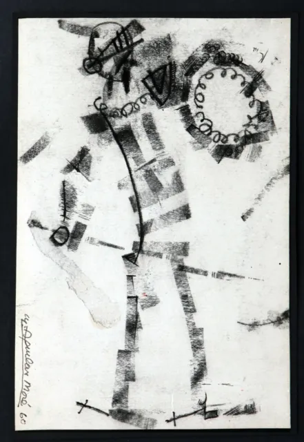 Don Quixote, Don Quijote. By Aguilar Moré, small drawing in charcoal, 1960