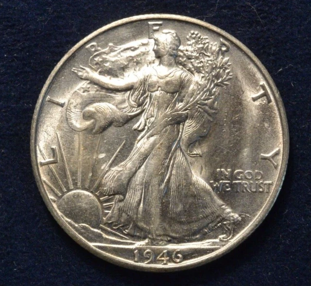 1946 S U.S Silver Walking Liberty Half Dollar with Luster