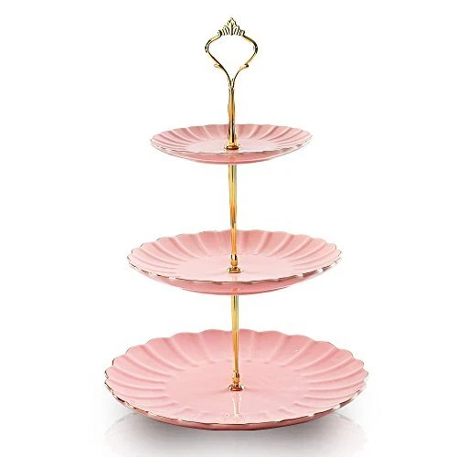 SWEEJAR 3 Tier Ceramic Cake Stand Wedding Dessert Cupcake Stand for Tea Party...