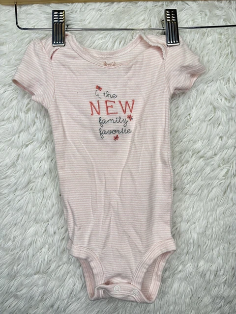 Carters One Piece Bodysuit Baby Girls Size 6 Months Short Sleeve Pink Family Fav