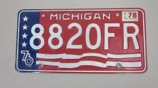 MICHIGAN 1976 licence/number plate US/United States/USA/American 882 OFR