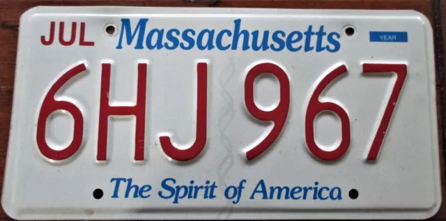 Massachusetts License Plate # 6Hj 967  Spirit Of America