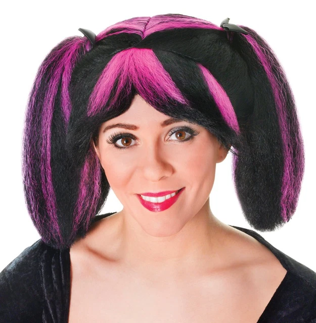 STEAMPUNK WIG BLACK/PINK STREAK *** - FANCY DRESS (UK IMPORT) Costume Accs NEW