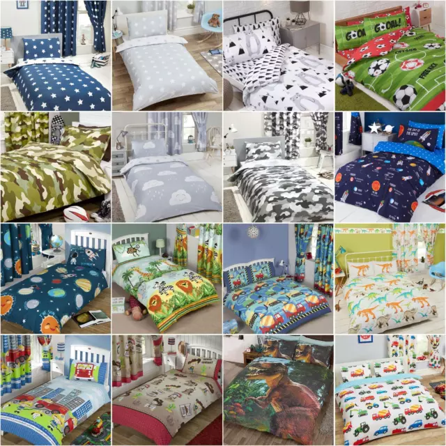 Boys Kids Duvet Cover Bedding - Junior Single Double - Space Camo Trucks Stars