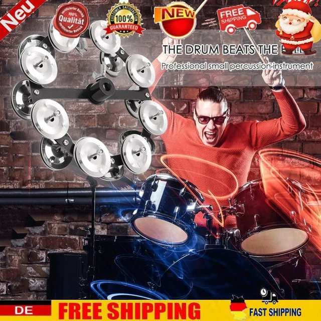 Drum Cymbals Hi Hat Tambourine Steel Bells with Row Jingles Portable Instrument