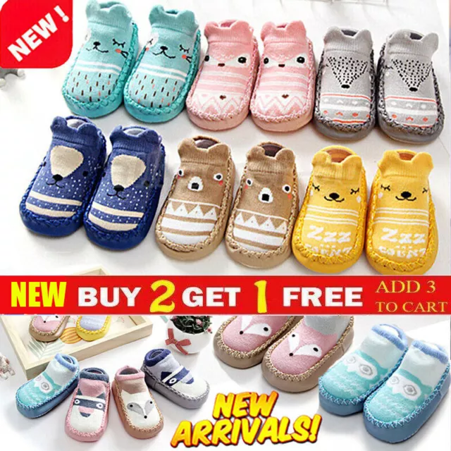 Kids Baby Boys Toddler Anti-slip Floor Slippers Socks Girls Cotton Boot Shoes