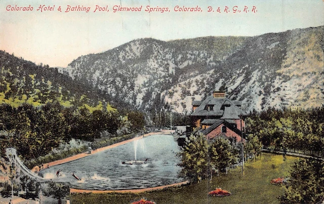 GLENWOOD SPRINGS CO~COLORADO HOTEL BATHING POOL~1910s POSTCARD