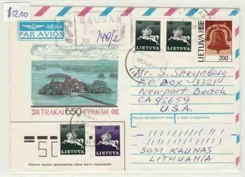 lithuania air mail stamps cover    ref r16073