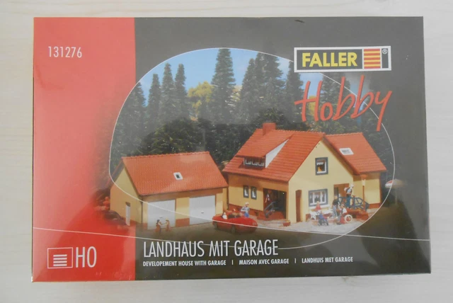 Faller Maison Avec Garage - Maquette HO à Monter - Décors Détail Réaliste - Pour Train Miniature - Modélisme
