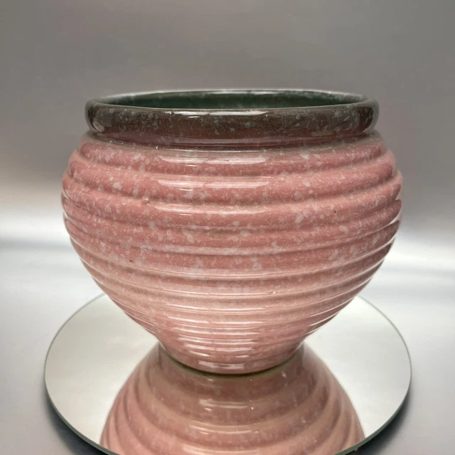VINTAGE HULL ROYAL Imperial Pink Green Pottery Jardiniere 75-6 Vase