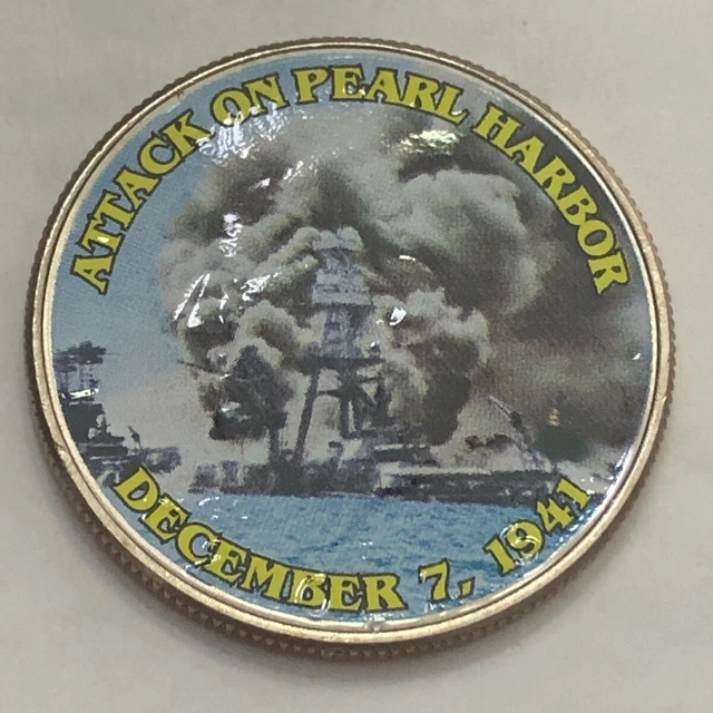 Colorized Kennedy half dollar.ATTACK ON PEARL HARBOR DECEMBER 7, 1941 #48