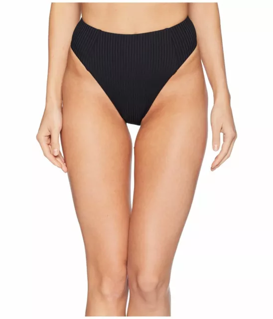 NWT $224 Vitamin A Swimwear Womens Black High-Waist Hipster Bikini Bottom Size L