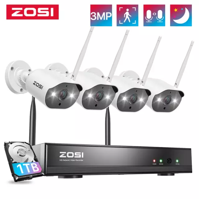 ZOSI 3MP Cámara de Seguridad Inalámbrico WiFi Sin Cables para Exteriores Audio