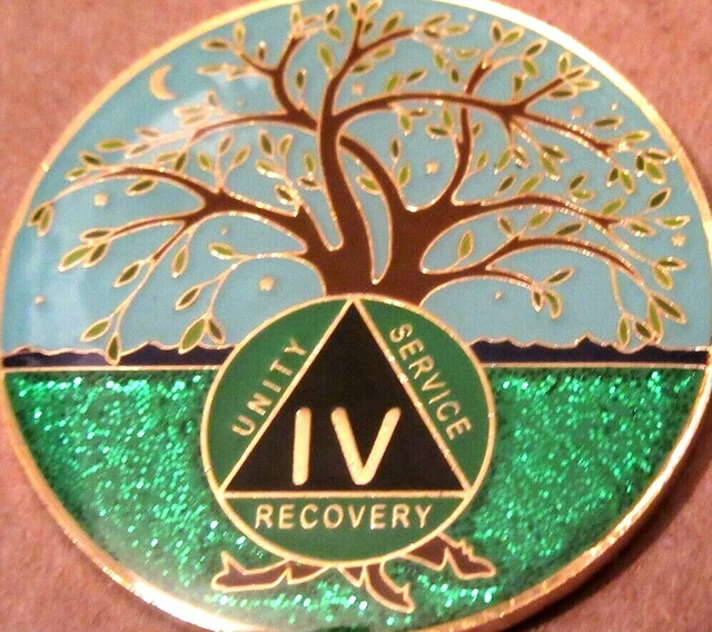 Alcohólicos Anónimos 4 Años AA Medallón Moneda Chip