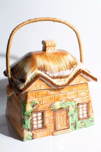 Vintage Occupied Japan Maruto Mu Cottage Ware Handled Biscuit Cookie Jar 1945/50