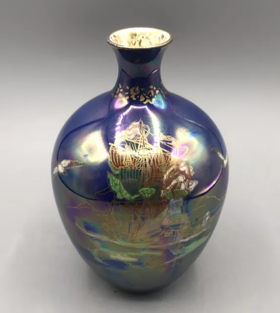 Vintage Crown Devon Lustrine Fieldings 'Royal George' Galleon Vase,  Circa 1920s 3