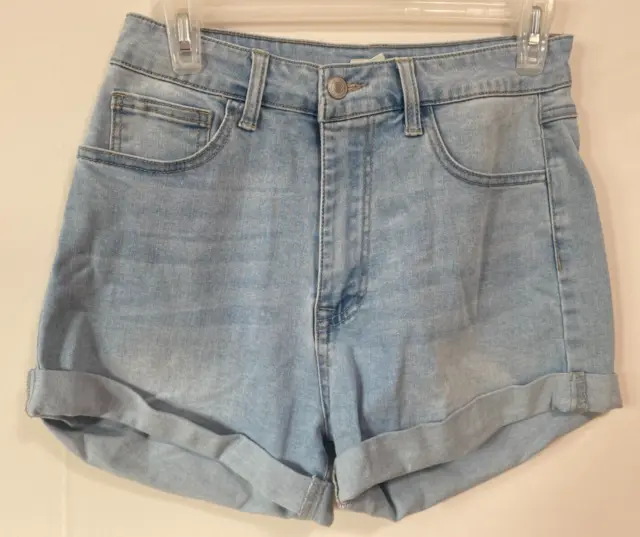 Forever 21 Womens Sz 28 Blue Denim Jean Shorts Cuffed Hem R13