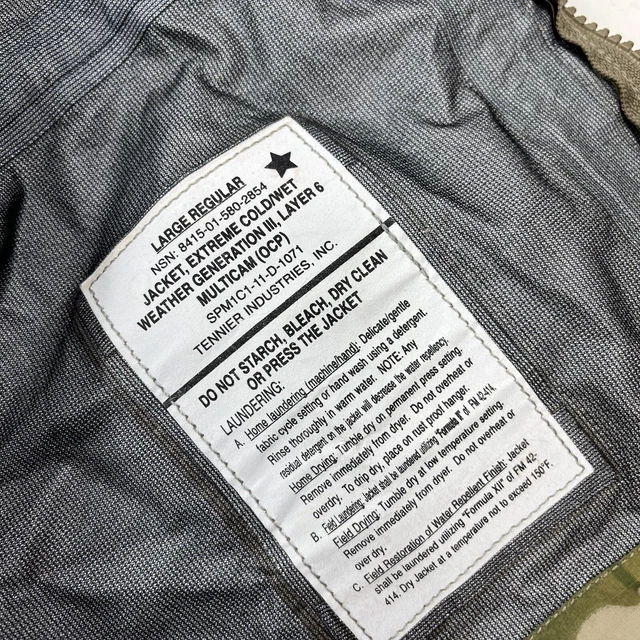 ECWCS GEN III Level 6 Jacket MultiCam Extreme Cold Wet Weather LARGE REGULAR 5