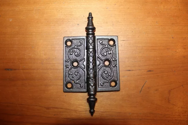 3" x 3" Ornate Steeple Tipped Cast Iron Victorian Eastlake Hinge D-8