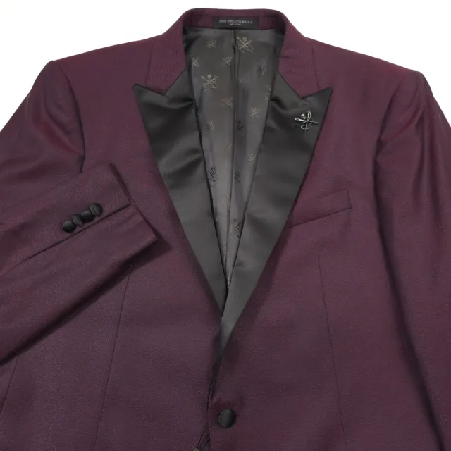 $798 John Varvatos Brooklyn Berry Red Peak Slim Fit Dinner Jacket Mens Size 42L