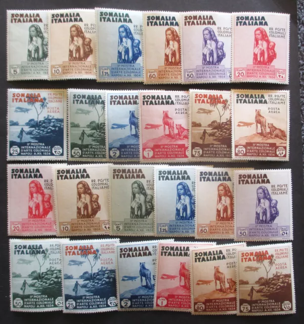 Lot 2 Complete Sets 1934 SOMALIA 164-169 & C1-C6 Mint NH FVF  24 Stamps CV $280