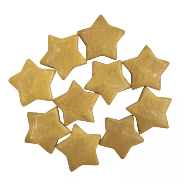 20pc 25mm Natural Yellow Jade Stone Healing Gemstone Star Chakra Balance No Hole