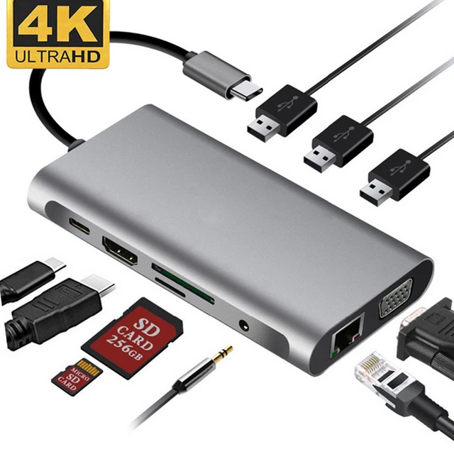 Adaptateur USB 5-en-1 | 1 Port USB 3.0 + 2 Ports USB 2.0 + Lecteur Cartes SD/TF | Hub Compact Aluminium