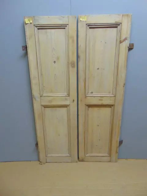 Pair Pine Victorian Alcove Cupboard Doors ref 140D