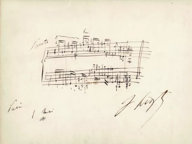 Franz LISZT - Manuscrit musical autographe signé. Partition 1841