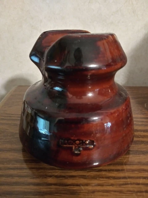 Vintage Brown Porcelain Ceramic Electric Insulator - Locke 2