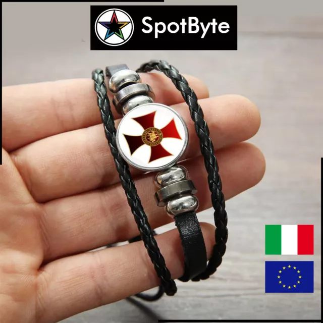 Bracciale Uomo Filo Intrecciato Templari Crociate Croce Cavalieri Medievale