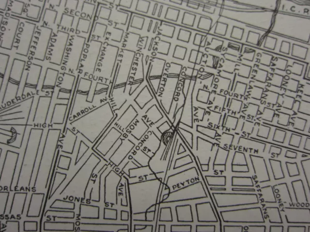 1926 Map ~ Memphis City Plan Tennesse Railway Station Gaston Park 2