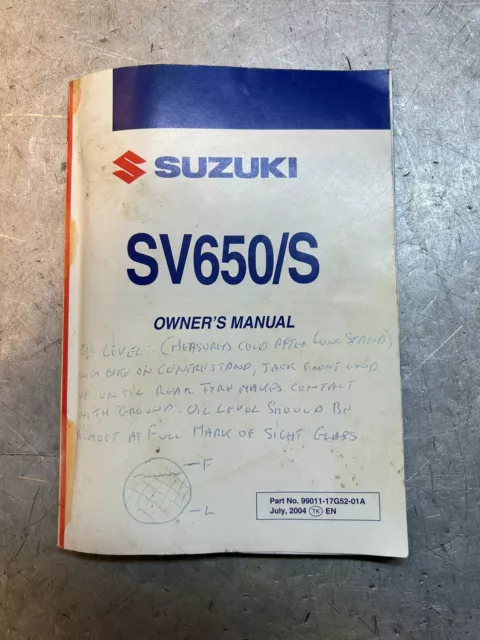 Suzuki SV 650 S K3 - K6 Genuine Owners Handbook Manual SV650 03 04 05 06 SV650S