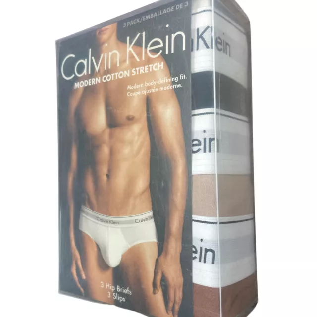 Calvin Klein Mens 3 Pack Modern Stretch Natural Hip Brief Low Rise Assorted S-XL