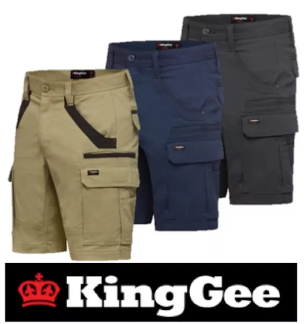 King Gee - Mens Tradies Utility Stretch Cargo Work Shorts- Straight Fit- K69870