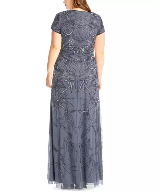 Adrianna Papell Plus Size 14W - Blouson Sequin Gown - Dusty Blue MSRP $269 2