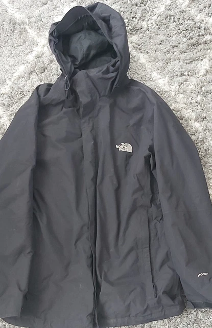 North face HyVent Giacca Grande Nera Impermeabile Uomo Cappotto con Cappuccio