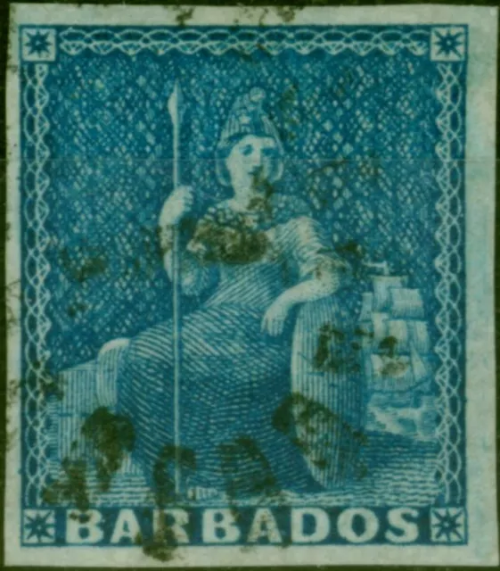 Barbados 1855 (1d) Deep Blue SG10 Fine Used (4)