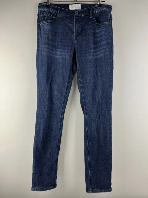 Trenery Womens Denim Jeans Size 6 Blue Straight Leg Pockets Zip Up