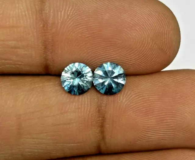 2.00 Cts_Sparkling!! Amazing_100 % Natural Blue Zircon Pair Rare Earing Piece