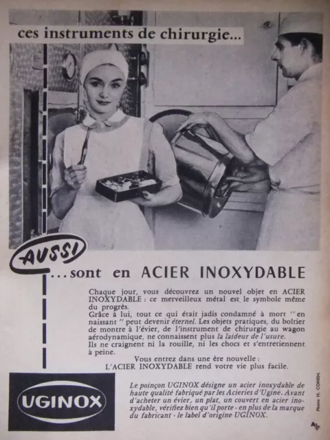 Publicité 1956 Uginox Instruments De Chirurgie Acier Inoxydable - Advertising