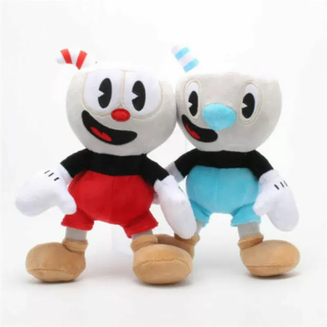 2Pcs! Cuphead Game Plush Doll Cuphead or Mugman Mecup Brocup Kids Gift