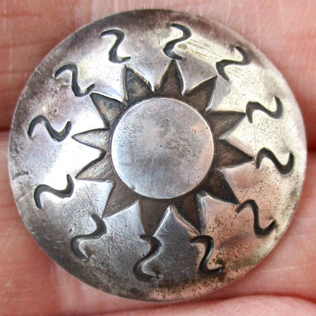 1" Antique Southwestern US Silver Button w Backmark