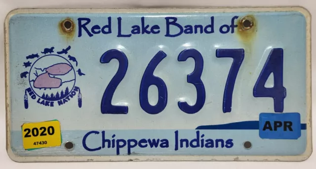 Red Lake Band Of Chippewa Nation License Plate Minnesota Embossed #26374