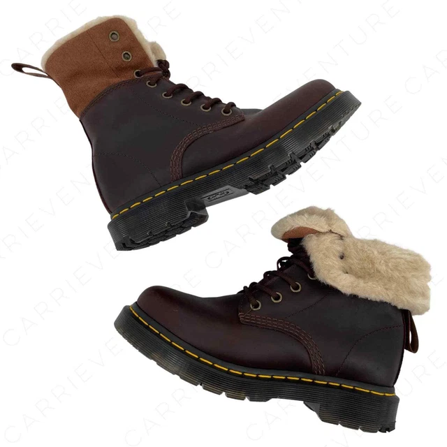Dr. Marten’s 1460 Kolbert Boots Brown Oiled Leather Faux Fur Lined Winter Style
