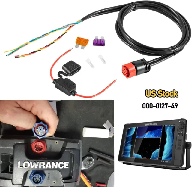 Cable de alimentación para gancho Lowrance Hds serie 000-0127-49 PC-30-RS422 Elite 4 chirridos