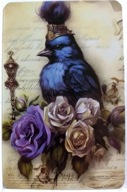 swap cards Modern playing card back Lovely blue Bird with roses