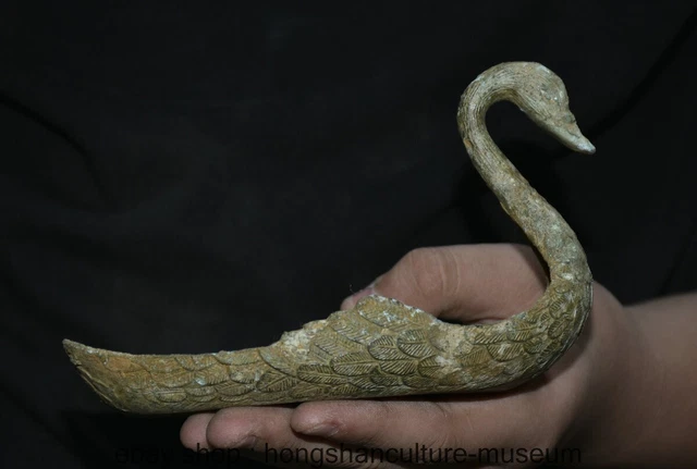 6 " Old Chinese Bronze ware Dynasty Animal Goose Candlestick Statue